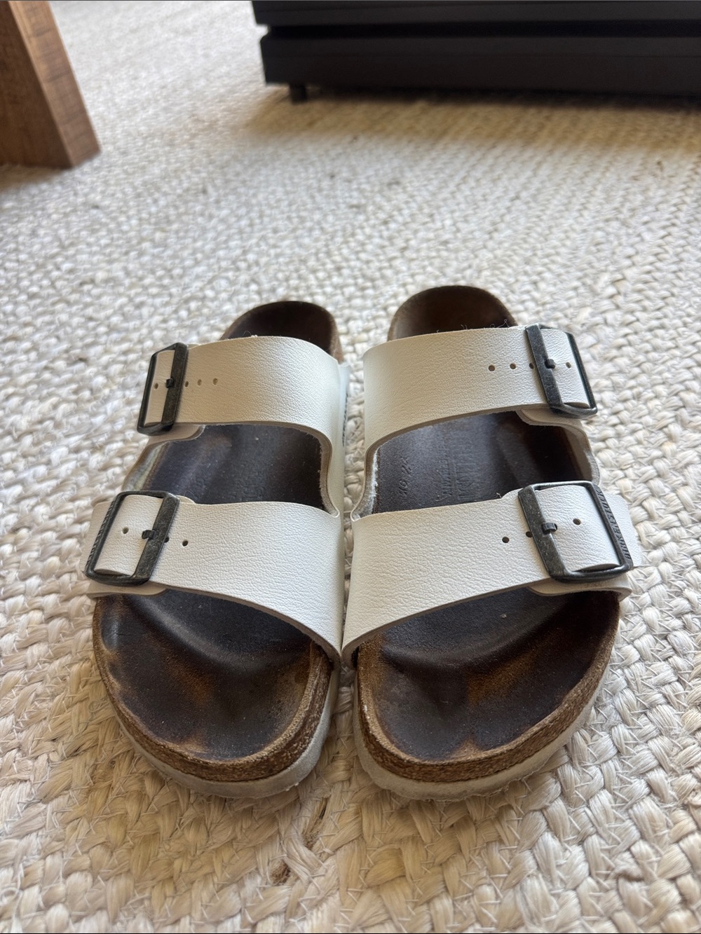 Birkenstock White Double-Buckle Slide Sandals